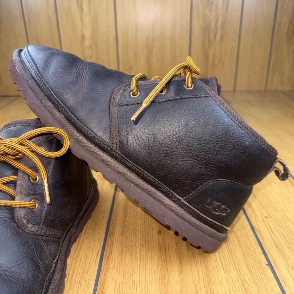 UGG Neumel Leather Boots Stout Brown Mens 11 Chukka Lace Up‎ 1008908